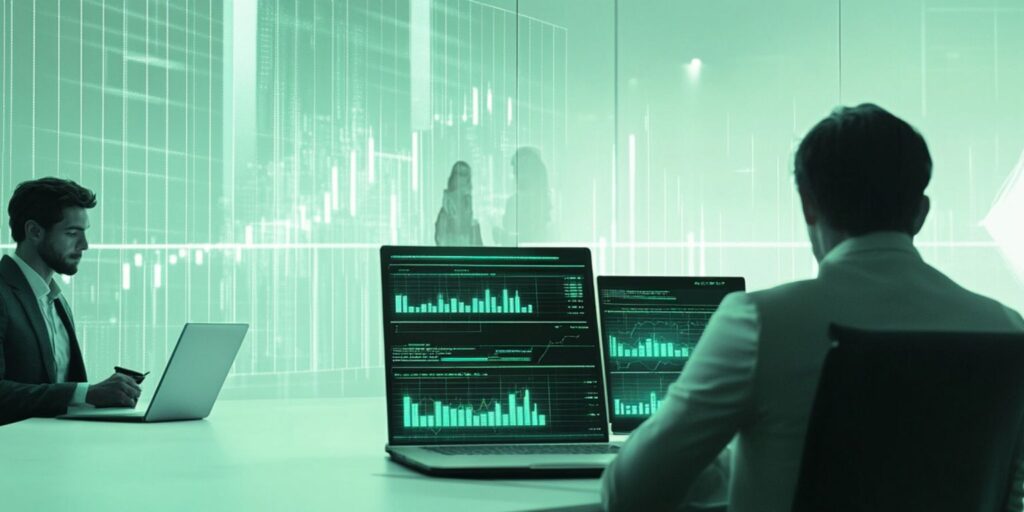 Pessoas fazendo operações na Veloc Broker