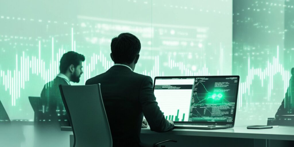 Pessoas em um escritório especializado em trade na Veloc Broker